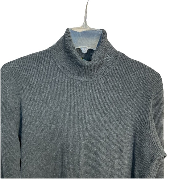 Lauren Ralph Lauren Womens XL Ribbed Turtleneck Sweater Gray Pullover Preppy - Picture 1 of 6